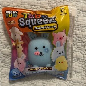 Taba Squeez Flocked Bunny Toy - Blue